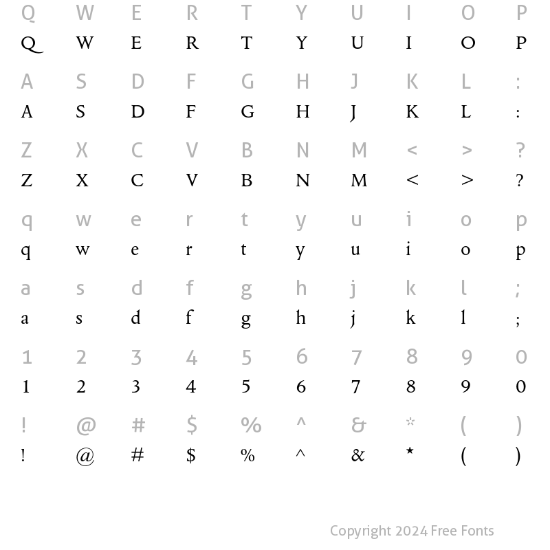 Character Map of Columbus MT Std Regular