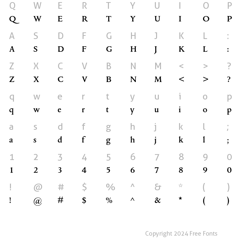 Character Map of Columbus MT Std Semibold