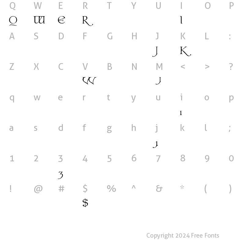 Character Map of Colwell - Alternates Regular