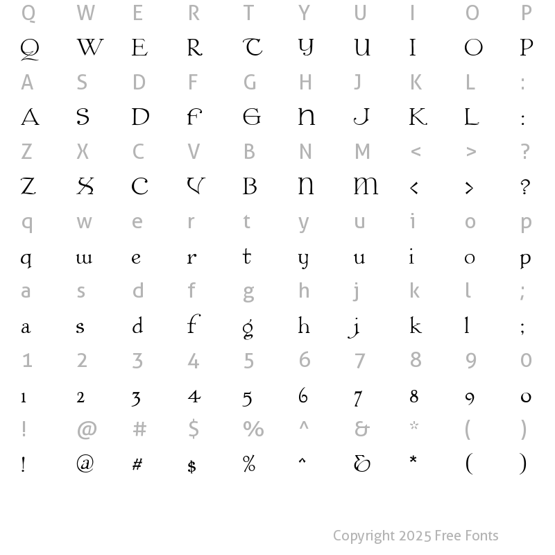 Character Map of Colwell Regular