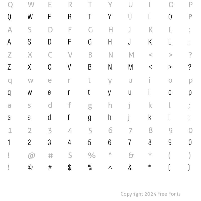 Character Map of Colympia Light Regular