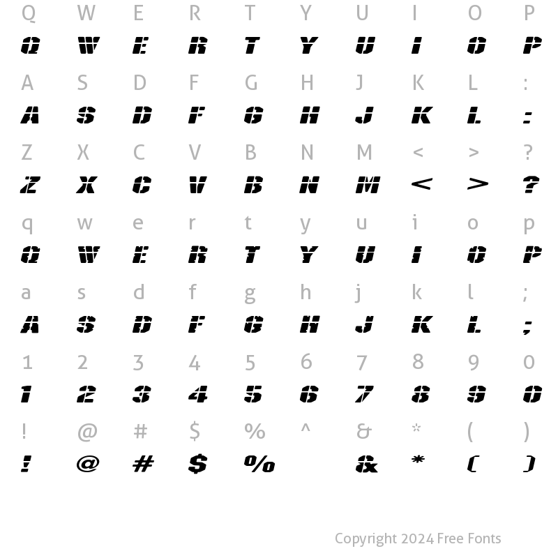 Character Map of Combat Regular