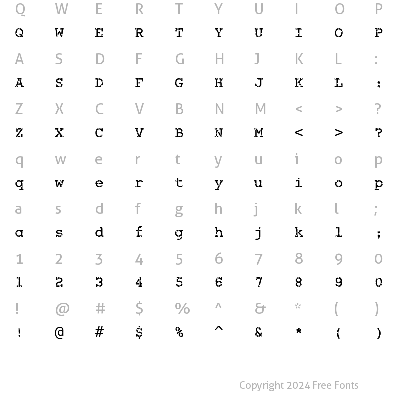 Character Map of Combat Tested BTN Regular