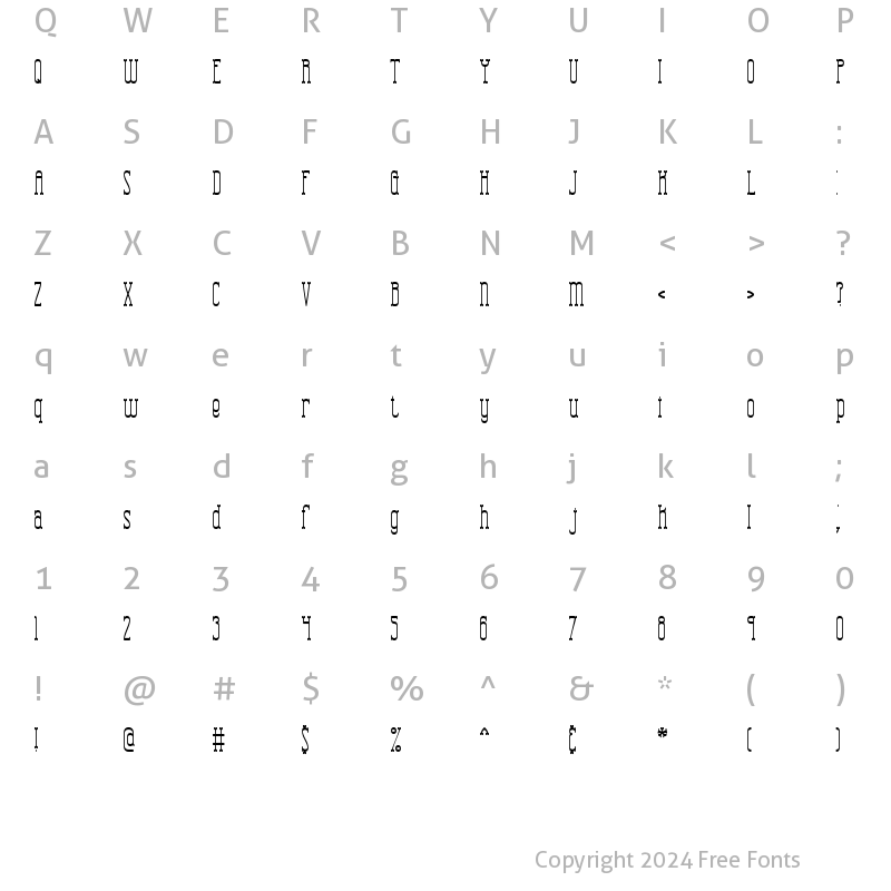 Character Map of Combustion Tall BRK Normal