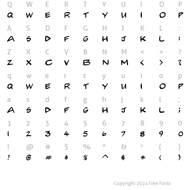 Character Map of Comcre Regular