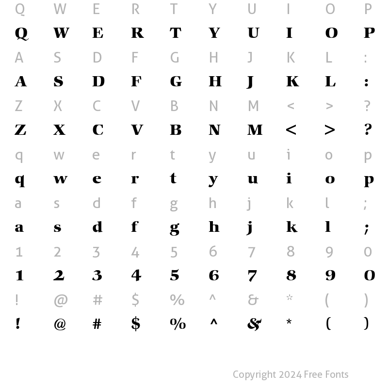 Character Map of Comenius Antiqua Regular