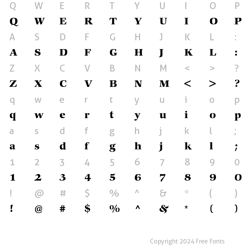 Character Map of Comenius BQ Regular