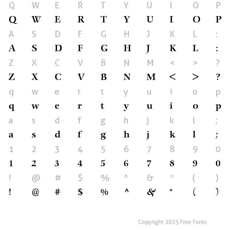 Character Map of ComeniusAntiqua Medium