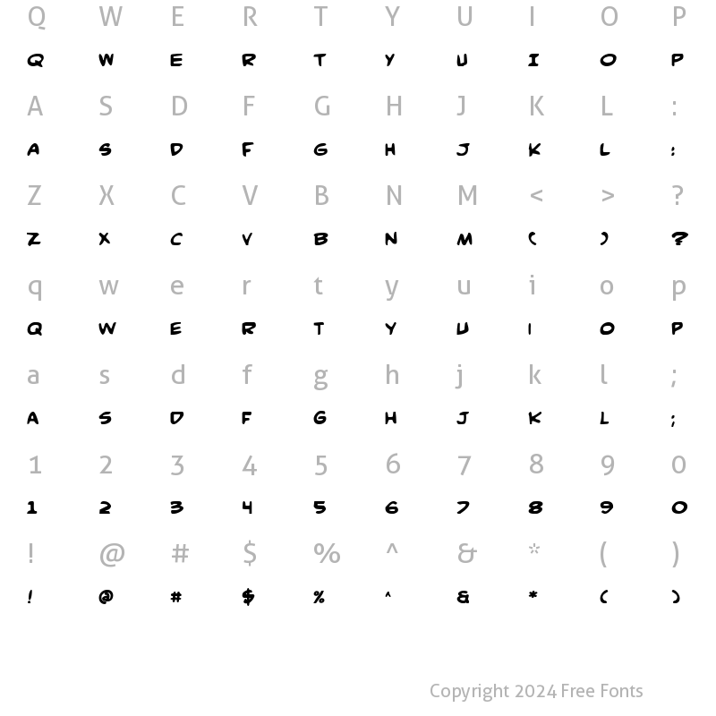 Character Map of Comic Book Commando Bold Bold