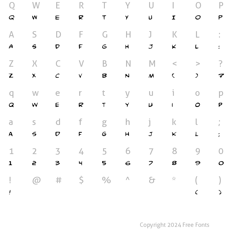 Character Map of Comic Book Commando Regular