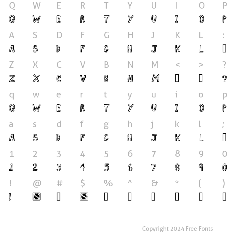 Character Map of Comic Zine Regular