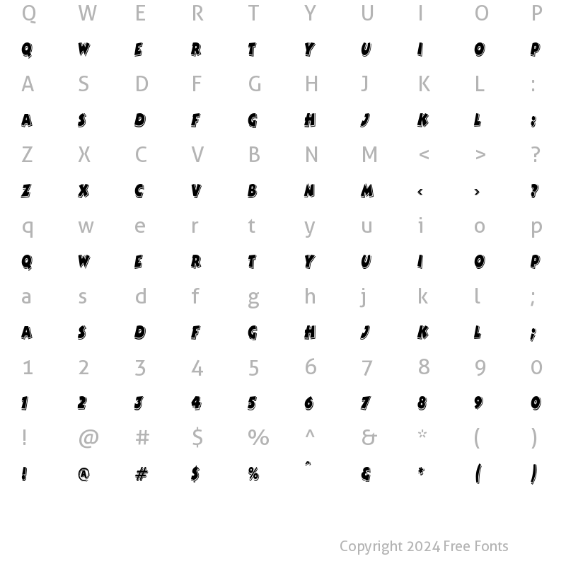 Character Map of ComicStripCondensed Regular