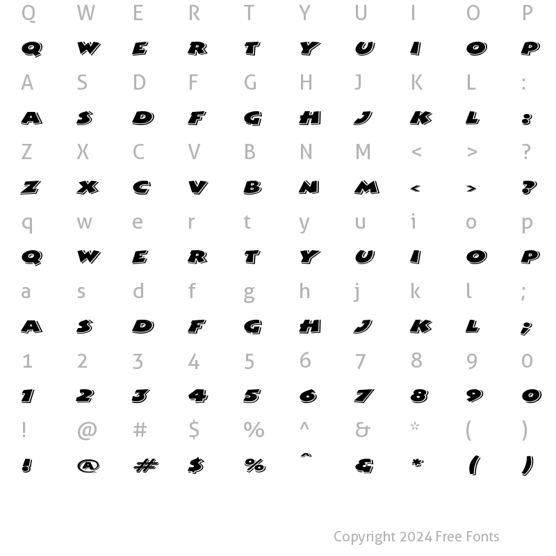 Character Map of ComicStripExtended Regular