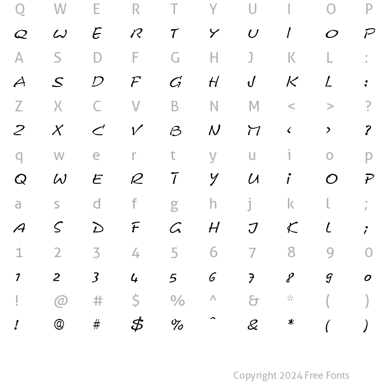 Character Map of Comix DB RegularItalic