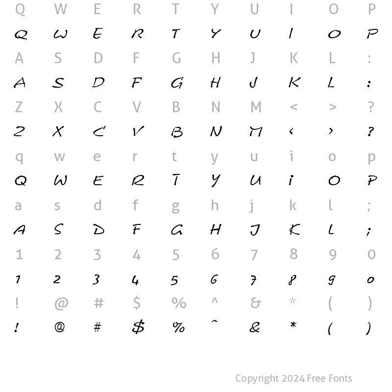 Character Map of Comix RegularItalic