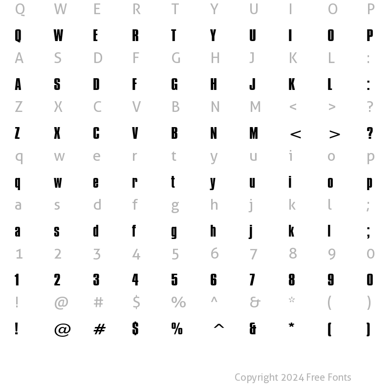 Character Map of Commador Wide Normal