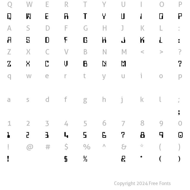 Character Map of Commander Regular