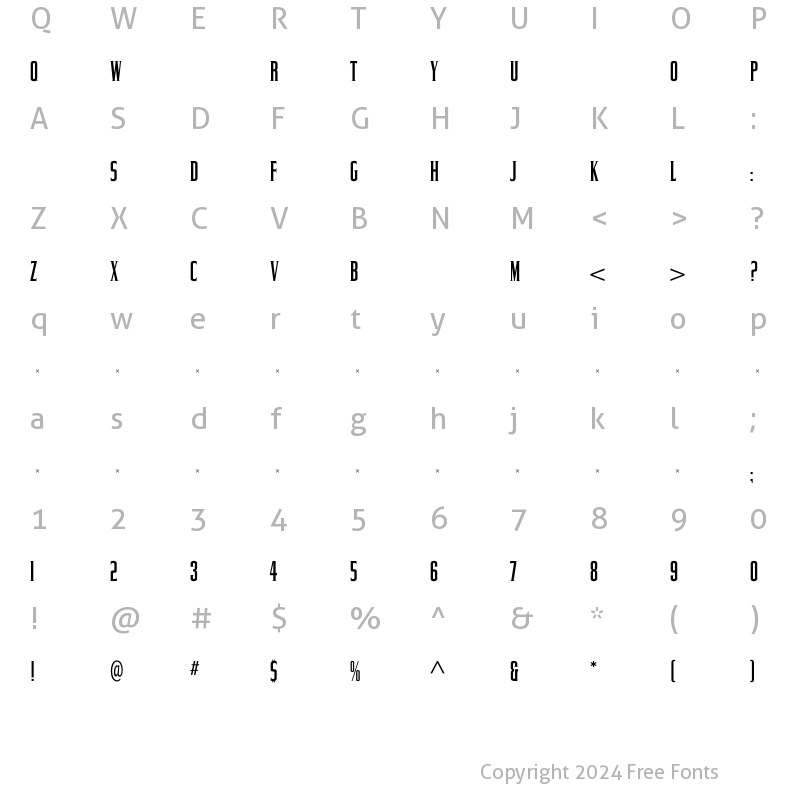 Character Map of CommanderLight Regular