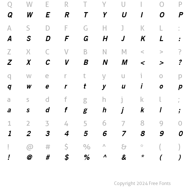 Character Map of Commerce SSi Semi Bold Italic