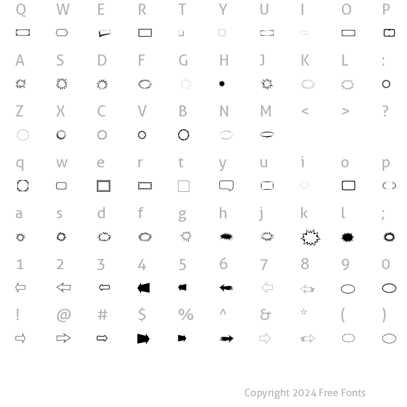 Character Map of Commercial P02 Regular