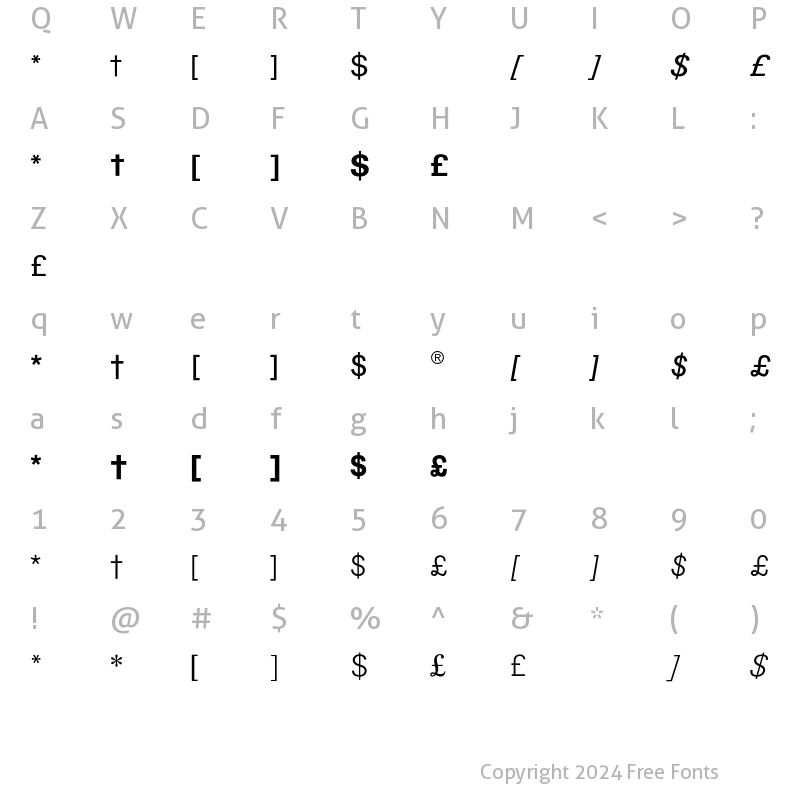 Character Map of Commercial Pi East BQ Regular