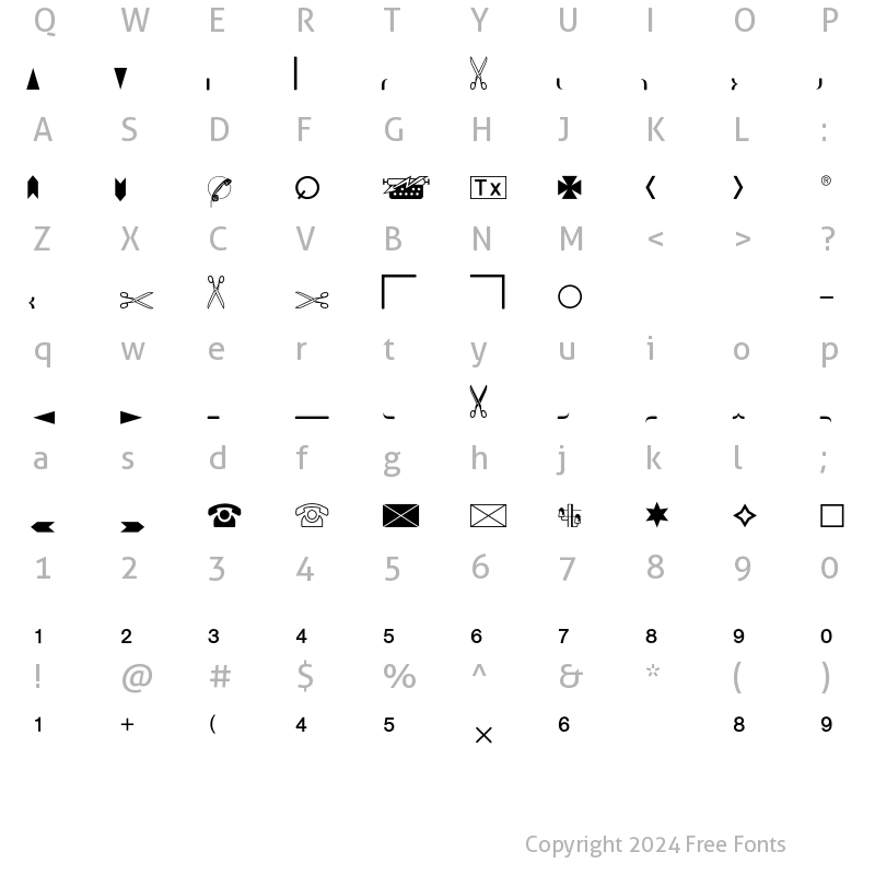 Character Map of Commercial Pi One BQ Regular