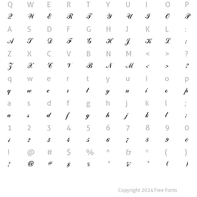 Character Map of Commercial Regular