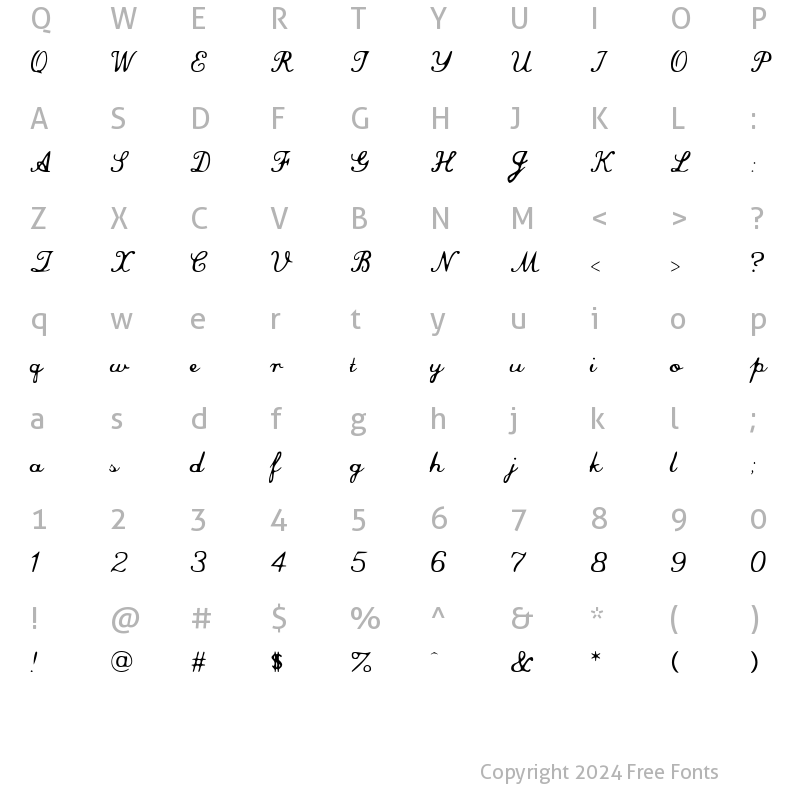 Character Map of Commercial Script Normal