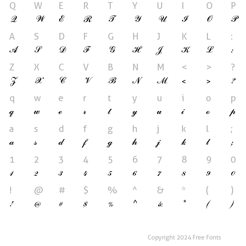 Character Map of Commercial Script Std Regular