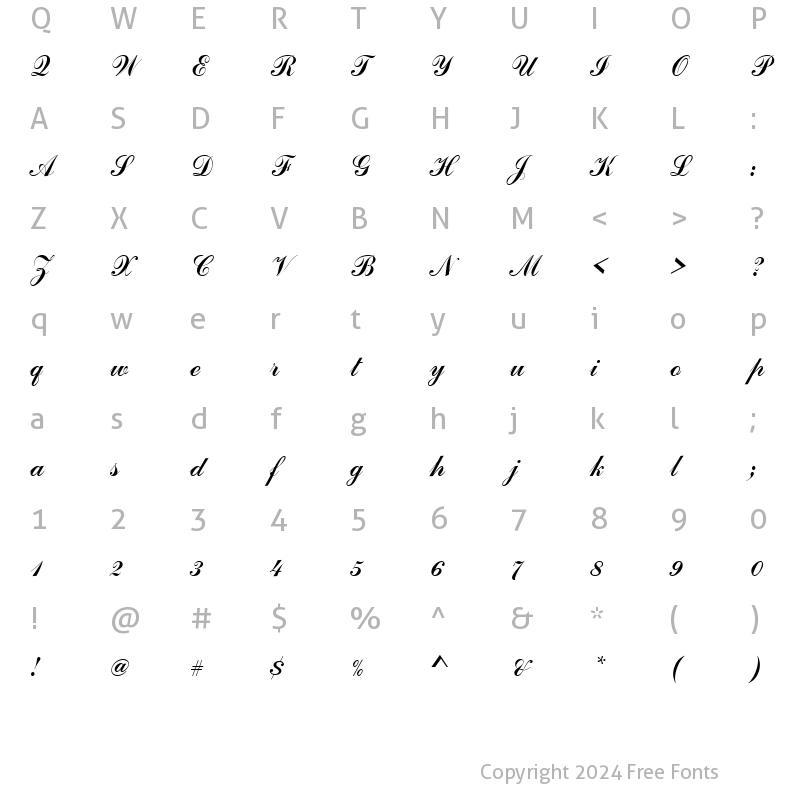 Character Map of CommercialScrDEE Regular