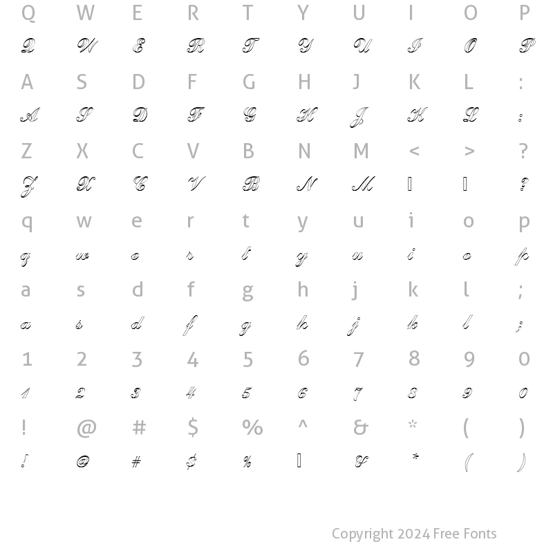 Character Map of CommercialScrDOu1 Regular