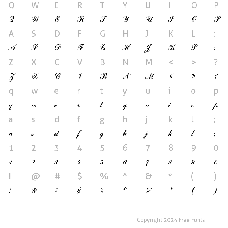 Character Map of CommercialScript Regular