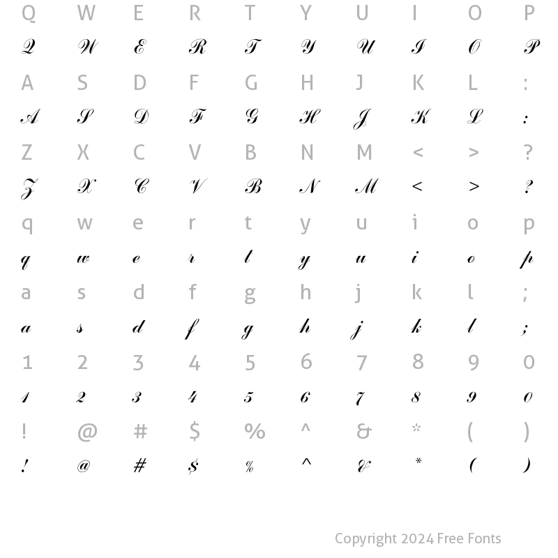 Character Map of CommercialScriptEF Regular