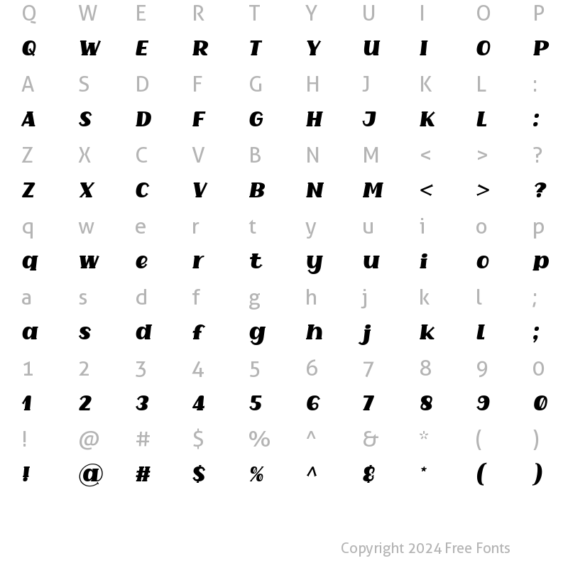 Character Map of Common Ground Italic