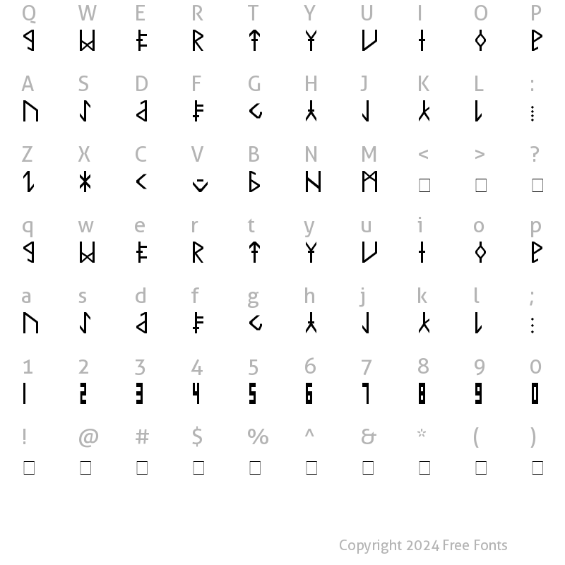 Character Map of Common Tongue Regular