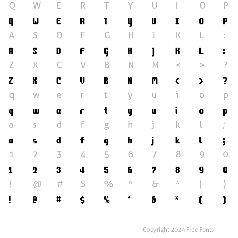 Character Map of Commonwealth Condensed Condensed