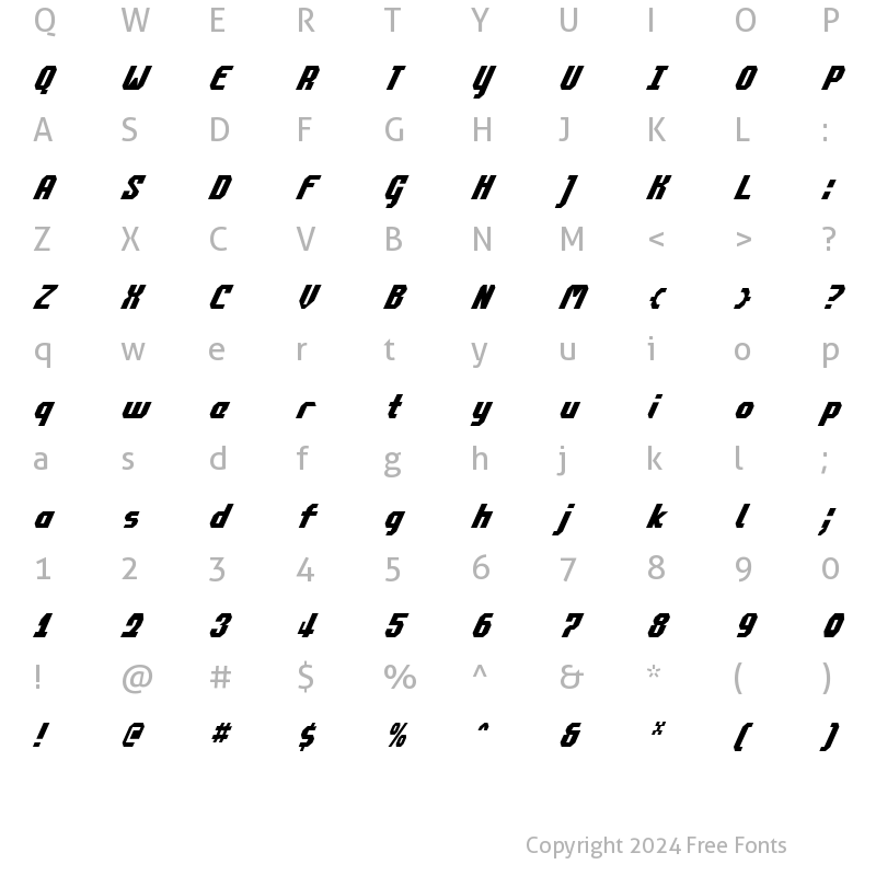 Character Map of Commonwealth Condensed Italic Condensed Italic