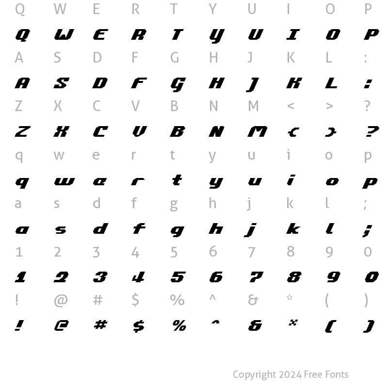 Character Map of Commonwealth Expanded Italic Expanded Italic