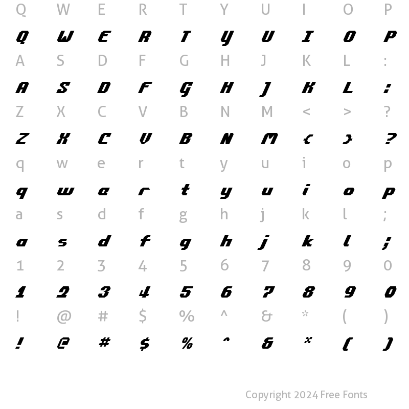 Character Map of Commonwealth Italic Italic