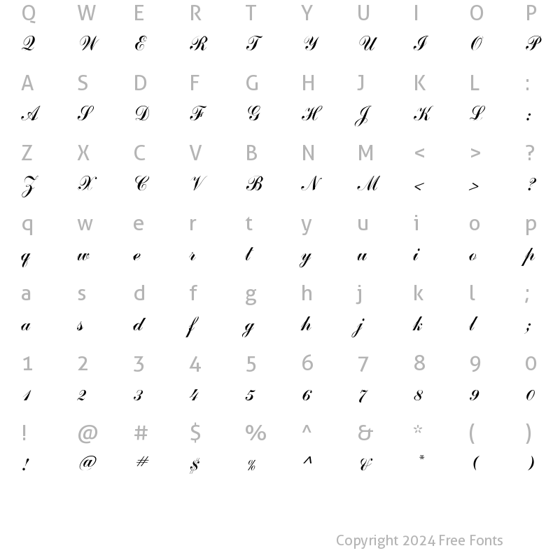 Character Map of CommScriptTT Regular