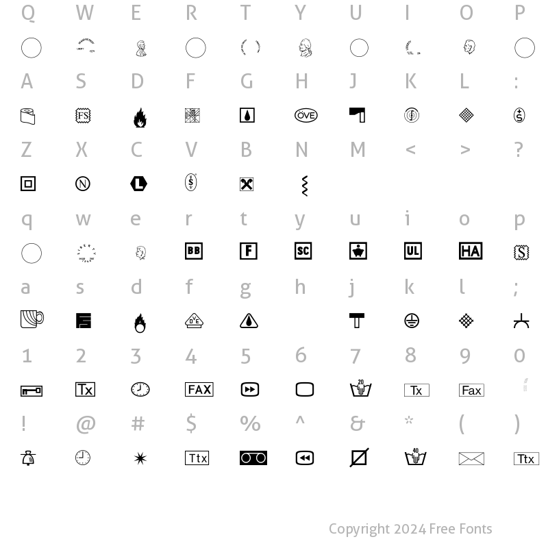 Character Map of Communications P08 Regular