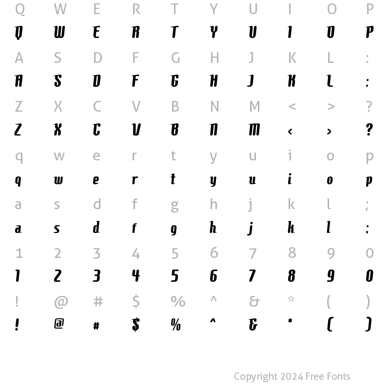 Character Map of Comons Bold