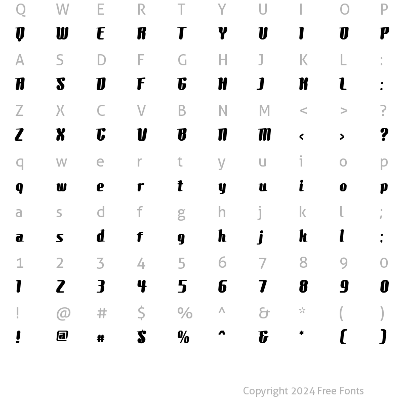 Character Map of Comons Ex?raBold