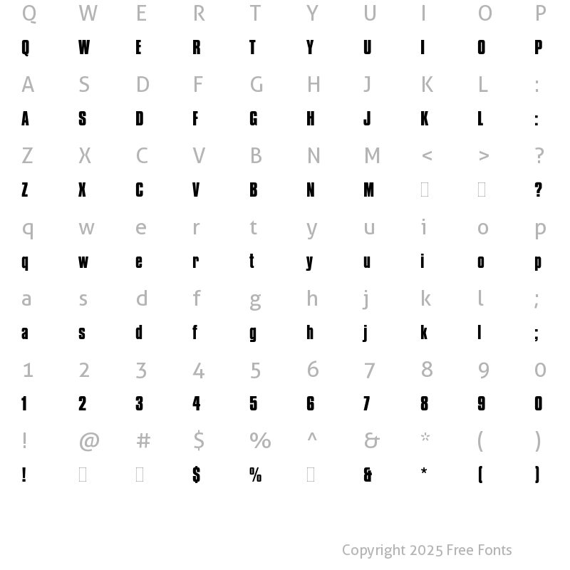 Character Map of Compacta Bold Plain Regular