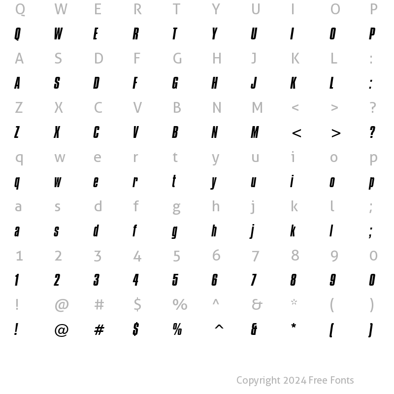 Character Map of Compacta BT Italic