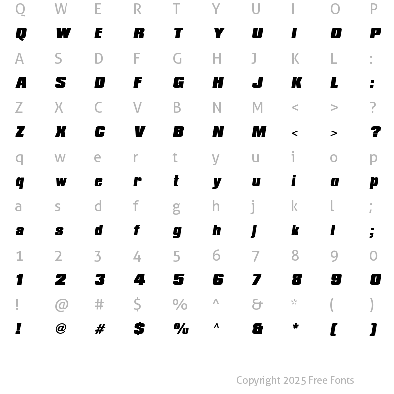 Character Map of Compacta ICG BlackItalic