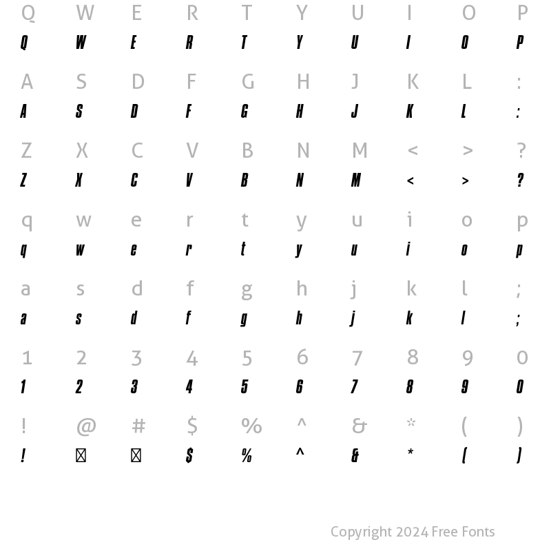 Character Map of Compacta Std Italic