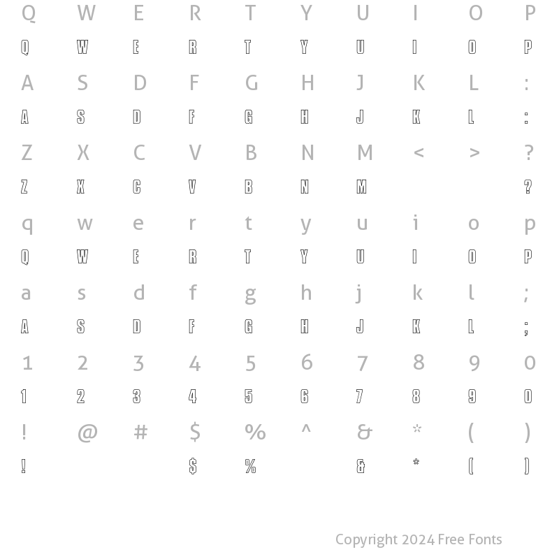 Character Map of CompactaEF Outline Bold