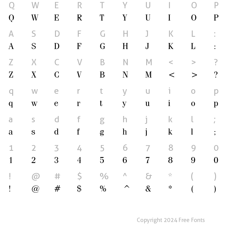 Character Map of Compendium SSi Regular