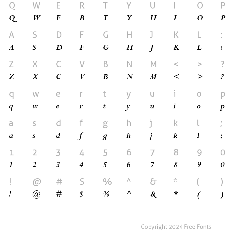 Character Map of Compleat SSi Bold Italic